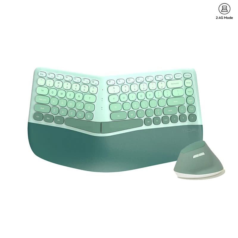 Clavier et souris sans fil ergonomiques, combo 2.4G avec récepteur USB, repose-poignets en silicone,