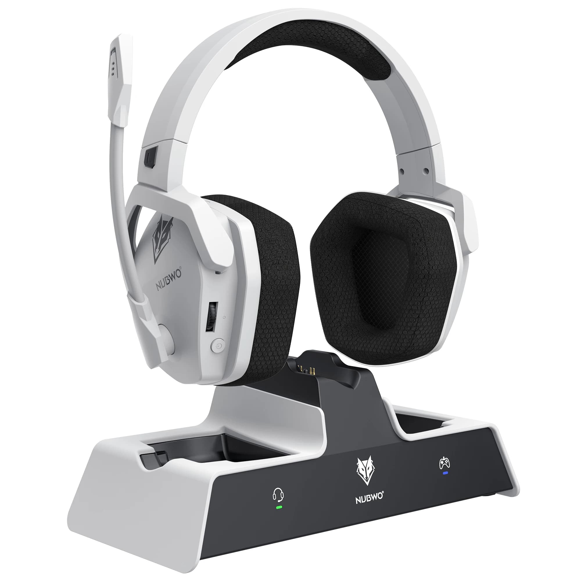 Casque de jeu sans fil NUBWO G06 Pro avec station de charge pour casque et contrôleur PS5, faible la