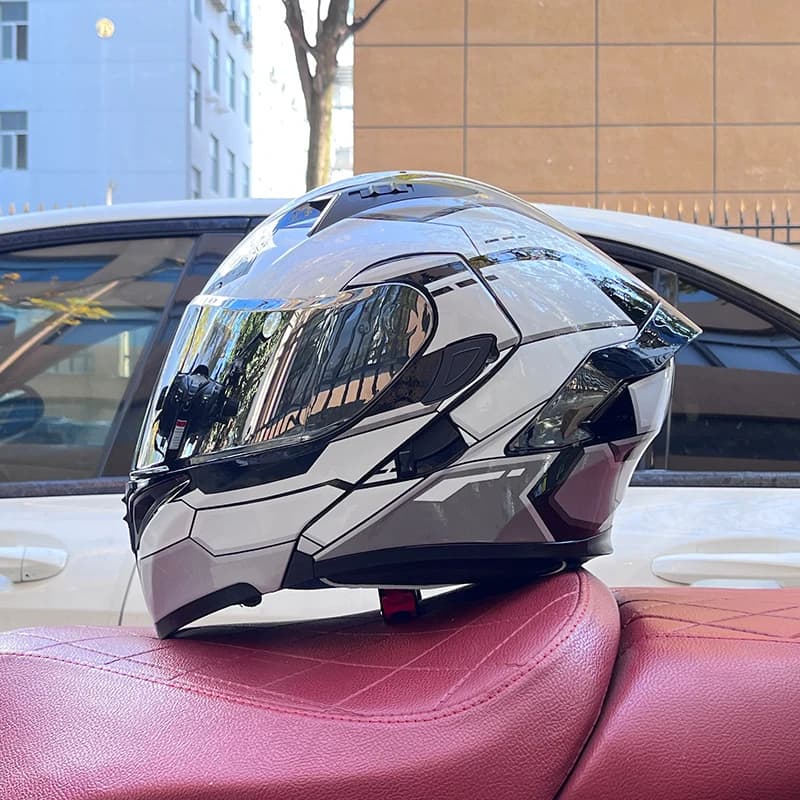 Casque de moto à rabat modulaire, casque de course complet, double visière, approuvé par le DOT