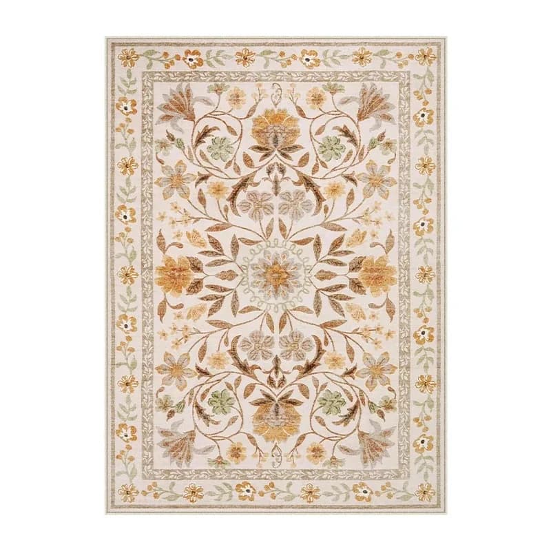 Tapis de salon lavable en machine, antidérapant, facile à plier, grand tapis floral pour chambre de 
