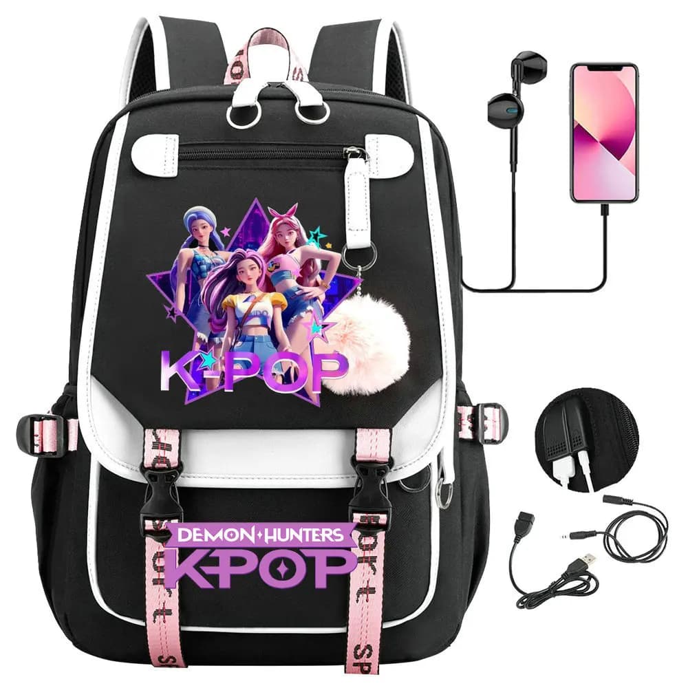 Sac à dos Kpop Demon Hunter de grande capacité pour hommes et femmes, sac d'ordinateur portable étan