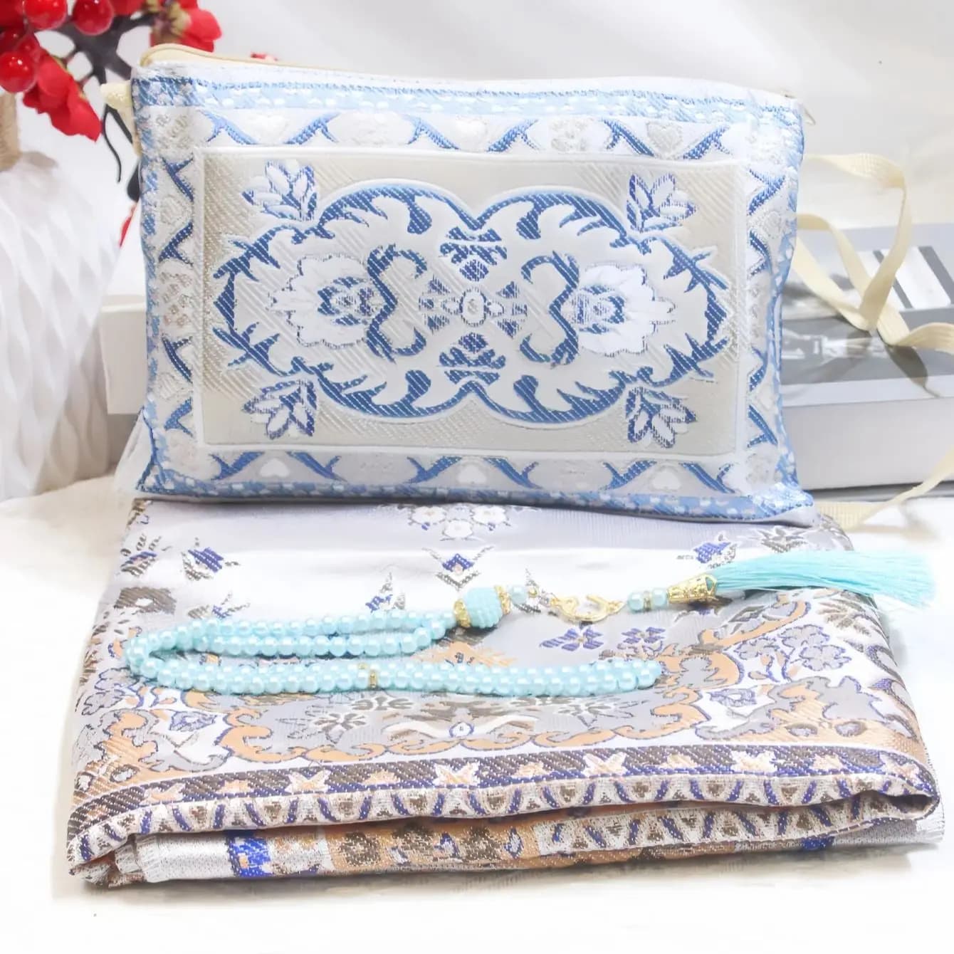 Tapis de prière musulman avec Tasbih et sac Portable, cadeau musulman pour femmes et hommes, tapis s