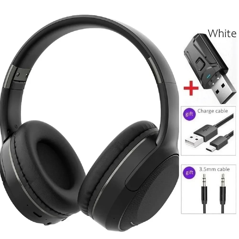 Écouteurs TV sans fil Bluetooth 5.0, adaptateur USB, casque stéréo pliable, oreillettes avec micro, 