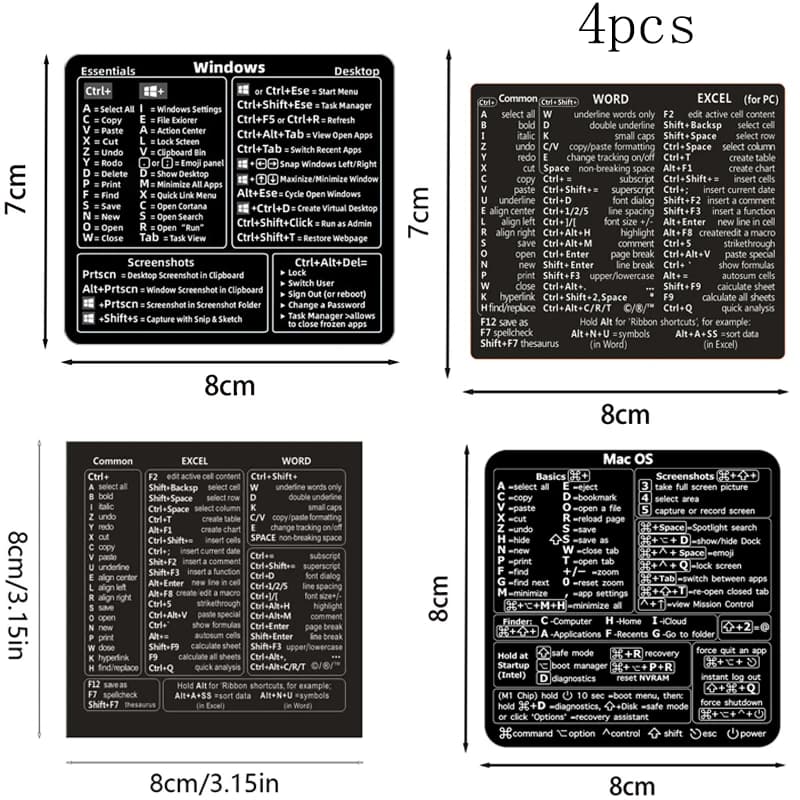 Autocollants imperméables pour raccourcis clavier Windows/Word, pour ordinateur portable, logiciel d