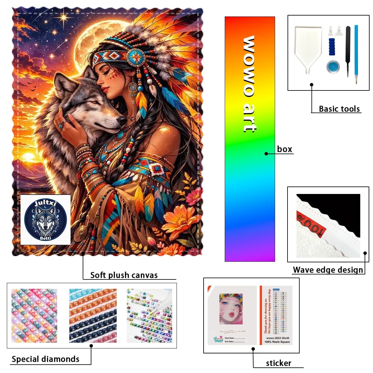 【Betti_ Diamond Art】Grand diamant en résine de 60*80 cm, 120 couleurs, strass en cristal AB haut de 