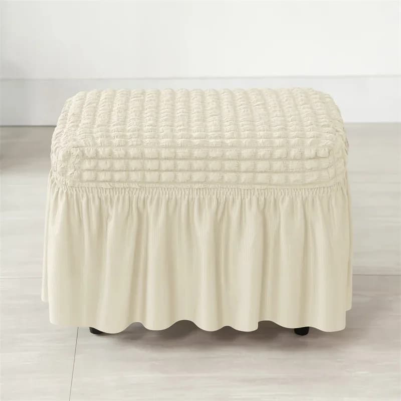 Jupe extensible, housse de tabouret Ottoman, housse de repose-pieds élastique en Seersucker, couleur