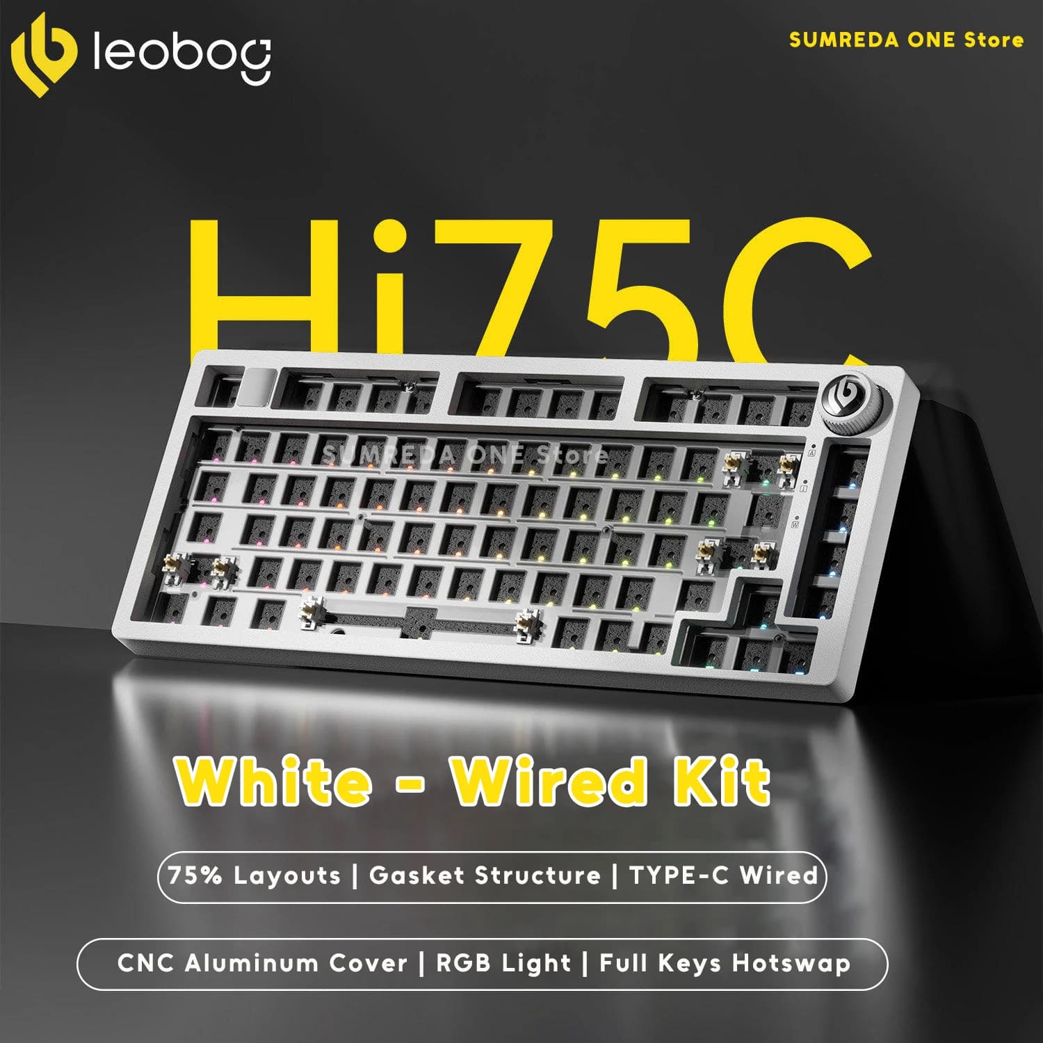 Leobog Hi75C Kit de clavier mécanique sans fil en aluminium pour jeu Hi75 Hi75C Pro 81 touches Bluet