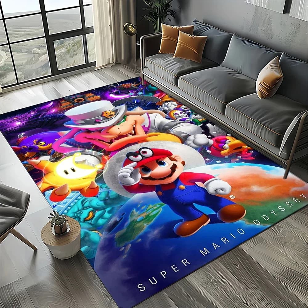 Tapis de zone de dessin animé rétro Mario, tapis pour la maison, salon, chambre à coucher, décor de 