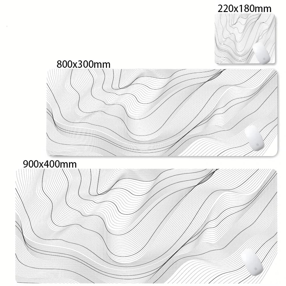 Tapis de bureau XXL noir et blanc Strata Liquid, grand tapis de souris abstrait, tapis de jeu avec b
