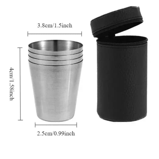 Ensemble de 4 tasses à whisky miniatures en acier inoxydable, pratiques pour l'extérieur et les voya