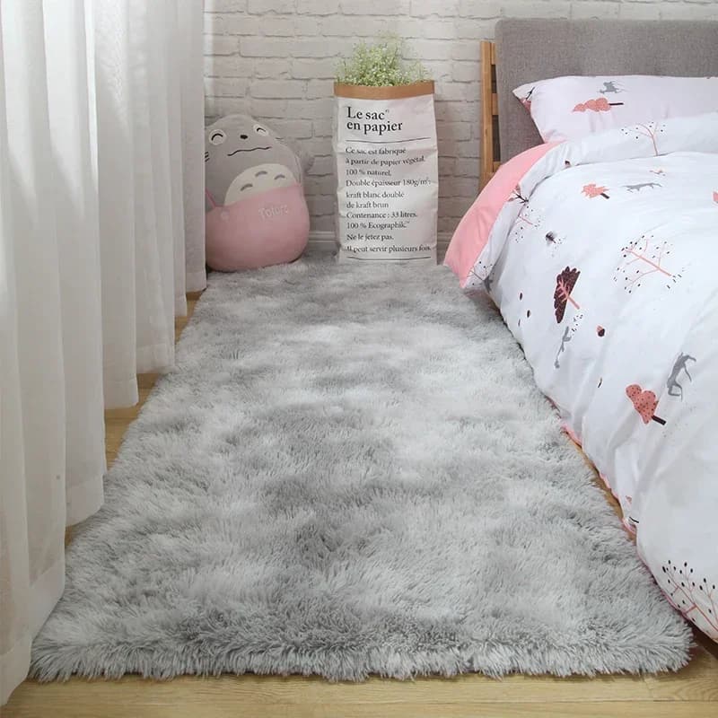 Tapis Shaggy Moelleux Nordique Rouge Rose pour Bol, Polymères Doux, Tapis de Grande Taille, Décorati