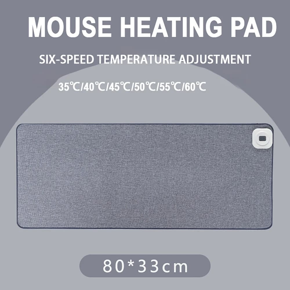 Tapis de souris chauffant 80x33cm 35 ℃ /40 ℃ /45 ℃ /50 ℃ /55 ℃ /60 ℃   Tapis de souris d'hiver régla