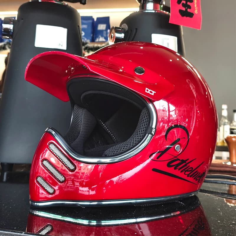 Casque de moto intégral vintage rétro unisexe, protection de sécurité toutes saisons pour scooter, t