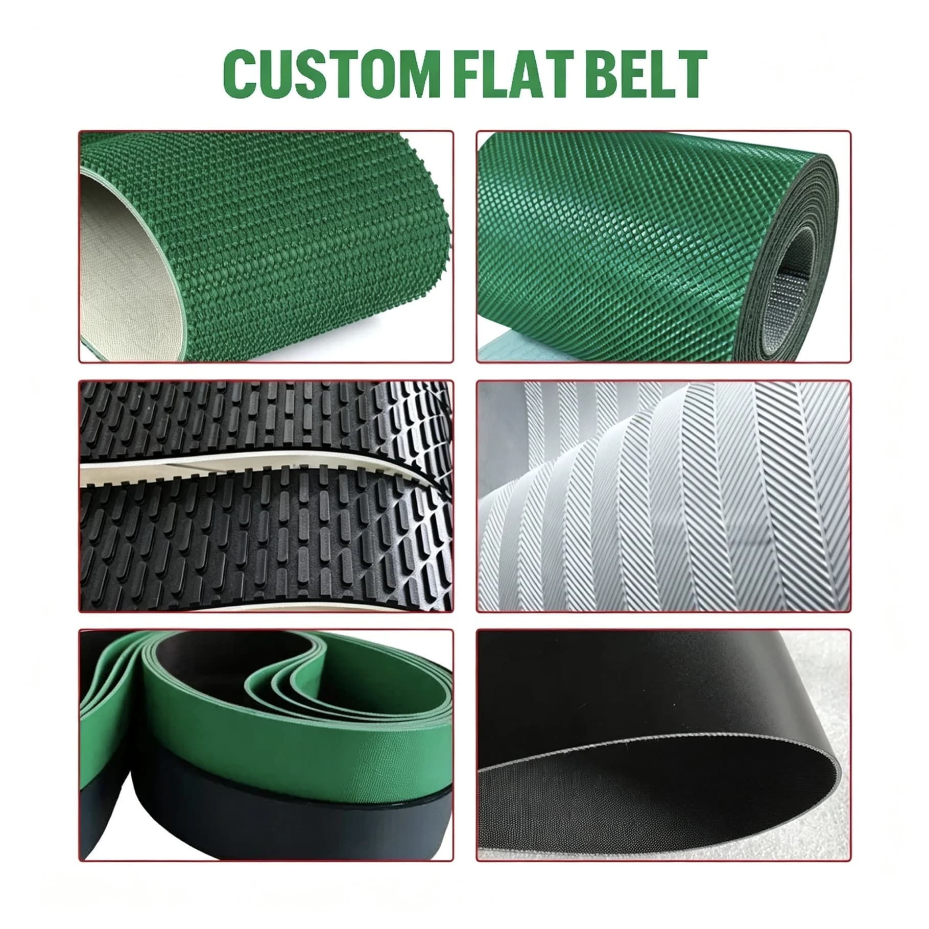Bande transporteuse plate sur mesure, taille personnalisée, bande de transmission plate industrielle