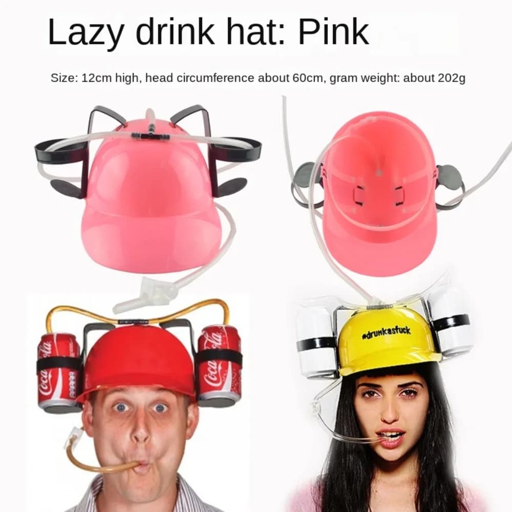Casque de boisson en plastique avec paille, équipement de sauna, chapeau de bière extérieur, type cr