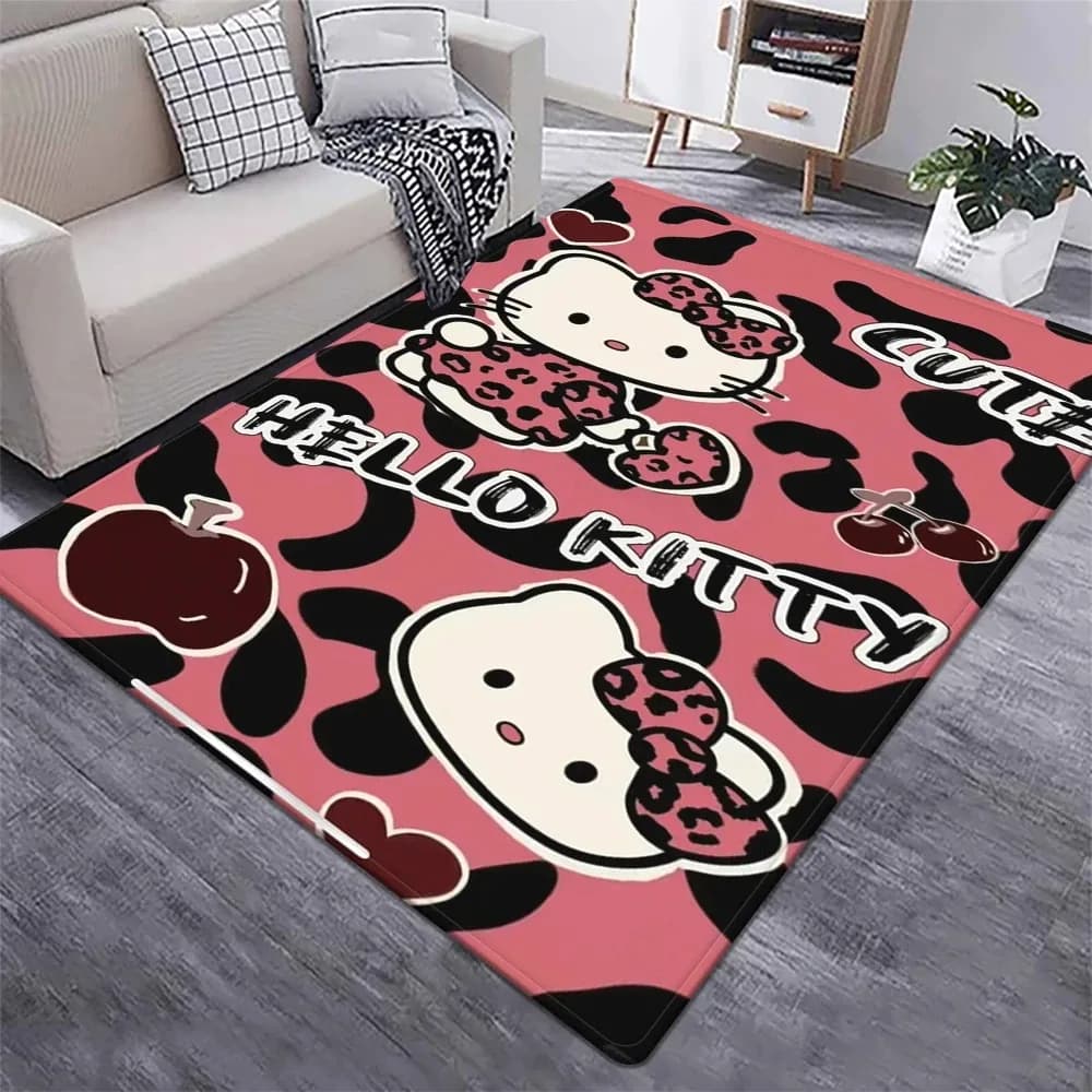 Tapis imprimé léopard Hello Kitty, tapis de sol doux antidérapant, mignon Kawaii Y2K, pour chambre à
