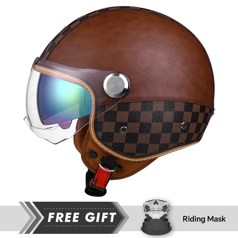 2025 plus récent 3/4 casques ouverts DOT Double visière casques de Moto en cuir hommes femmes Jet Mo