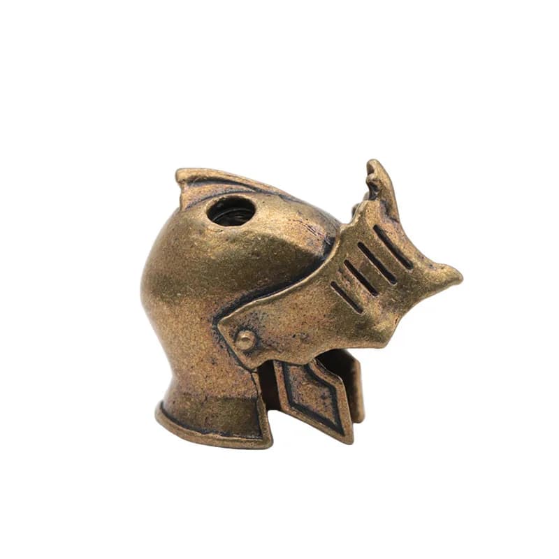 Perle en laiton motif casque de chevalier et couteau, accessoires EDC pour paracorde, pendentif pour