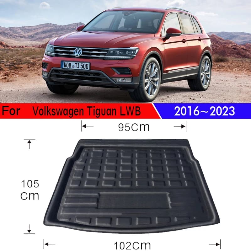 Tapis de coffre pour Volkswagen VW Tiguan LWB Tiguan Allspace MK2 2016 ~ 2023, plateau de chargement