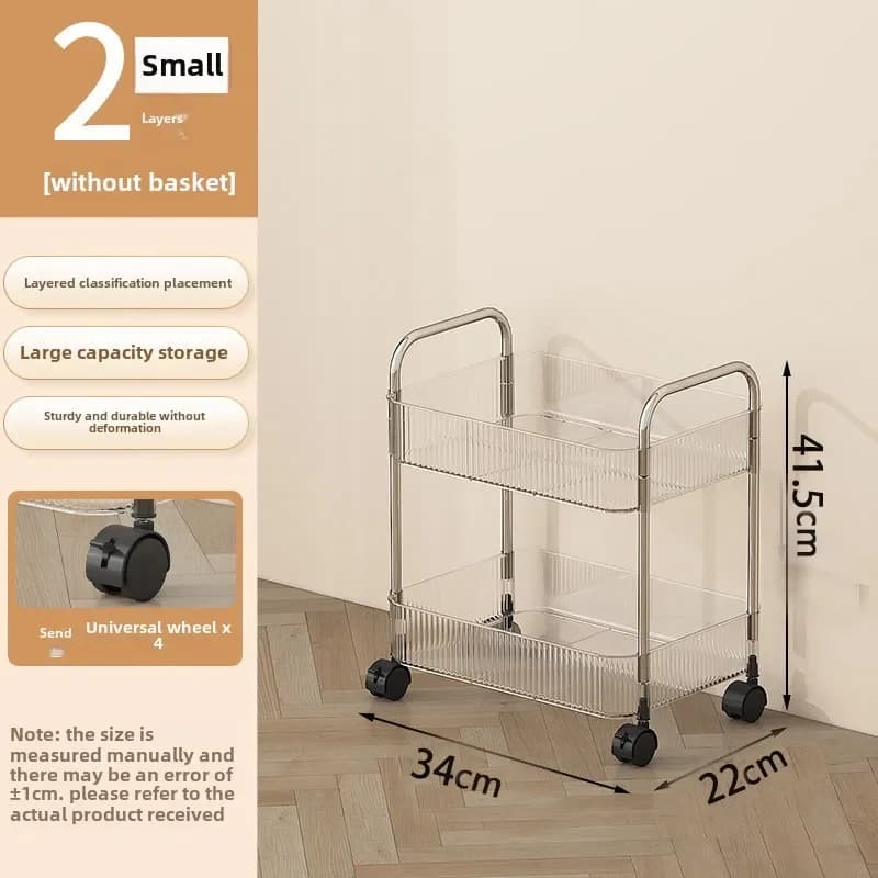 Étagère Mobile avec roue, support de rangement, chariot roulant en acrylique Transparent, chariot de
