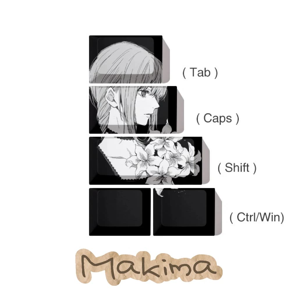 Makima Anime Keycaps dessin animé 129 touches PBT Keycap Chreey Keycaps japon clé capuchon colorant-