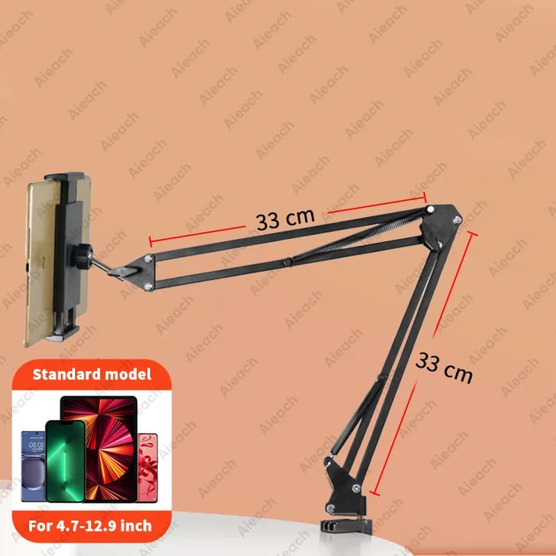 Support de tablette pour lit avec bras métallique de 90cm, support de téléphone, support de tablette