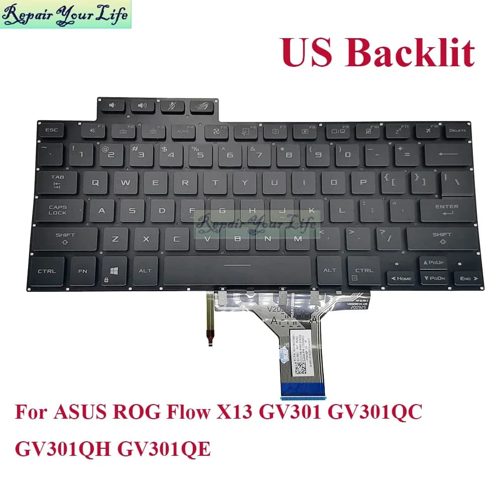 Clavier rétro4.2 US pour ASUS ROG Flow X13 GV301 GV301QC GV301QH GV301QE, rétroéclairage V202526AS1 