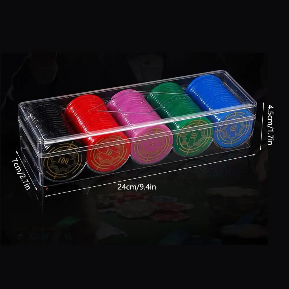 Support pour jetons de poker, plateaux transparents à 5 compartiments, 100 pièces, étui en acrylique
