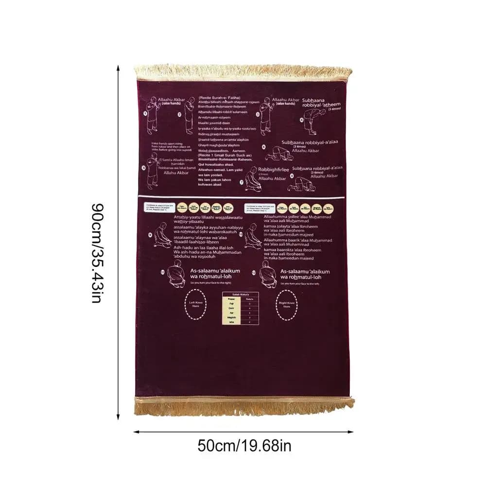 Tapis de prière éducatif pliable avec instructions visuelles antidérapantes, tapis de prière guidé p