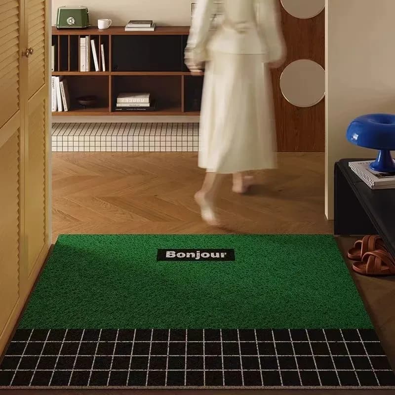 Tapis de porte d'entrée rétro, coussinet de pied à motif géométrique, tapis d'entrée de salon résist