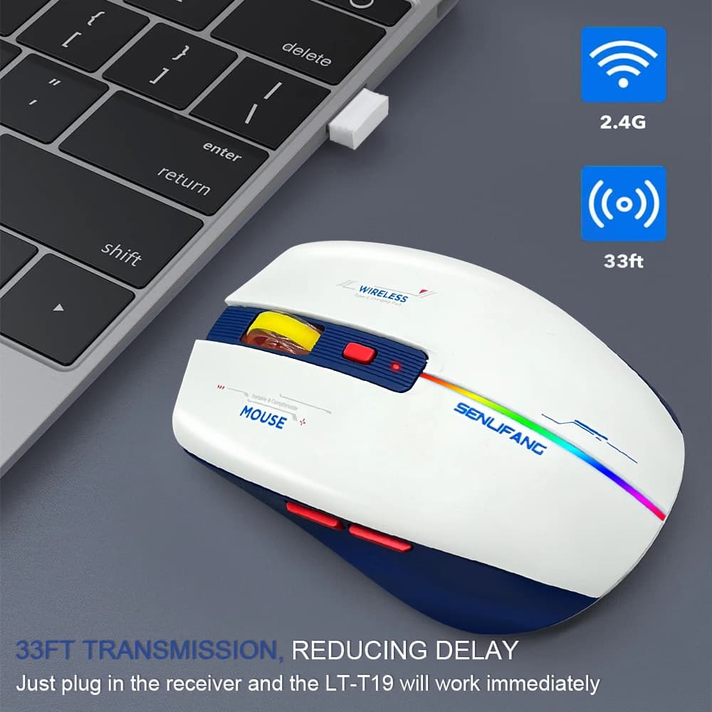 LT-T19 souris de jeu ergonomique Rechargeable USB 2.4G sans fil RGB lumière ordinateur de bureau ord