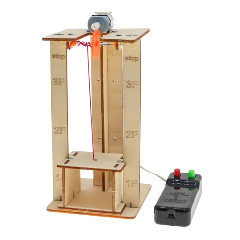 Ascenseur électrique télécommandé fait à la main, Kit de modèle en bois, jouet éducatif pour enfants