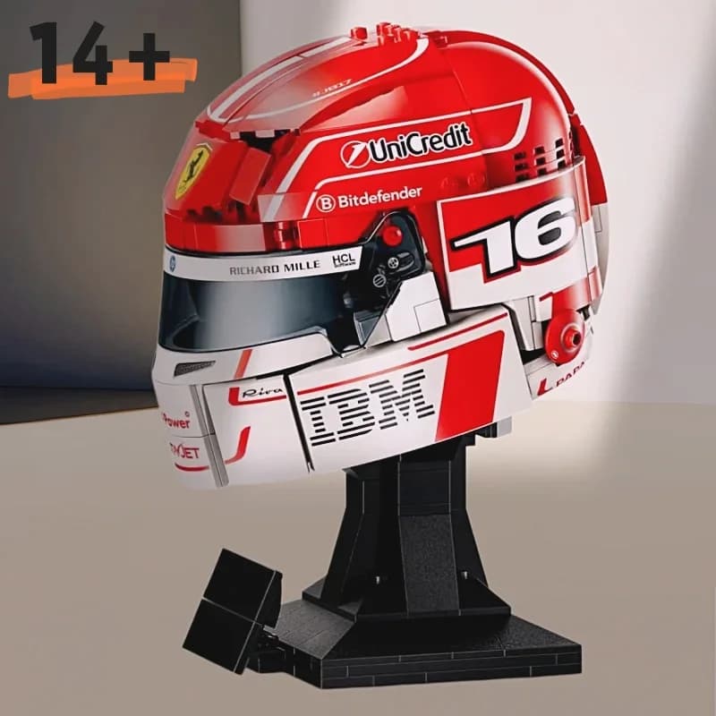 Casque de Formule 1 Charles Leclerc 2026 en blocs de construction – Décoration d'intérieur, jouet, c