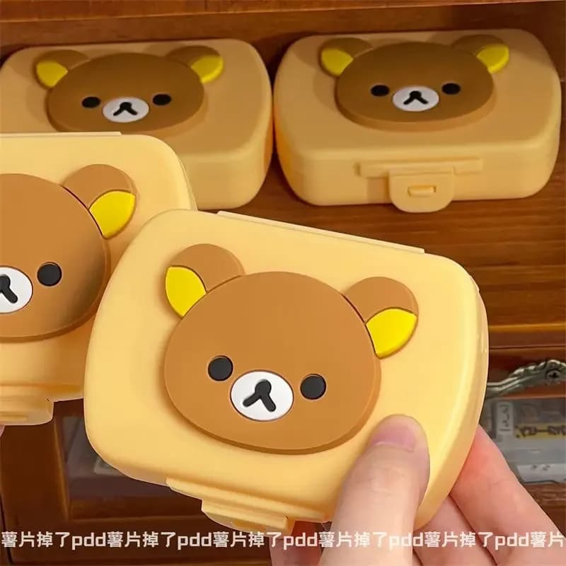 Boîte de rangement Kawaii Rilakkuma, mignonne, portable, pour médicaments, séparateur de compartimen