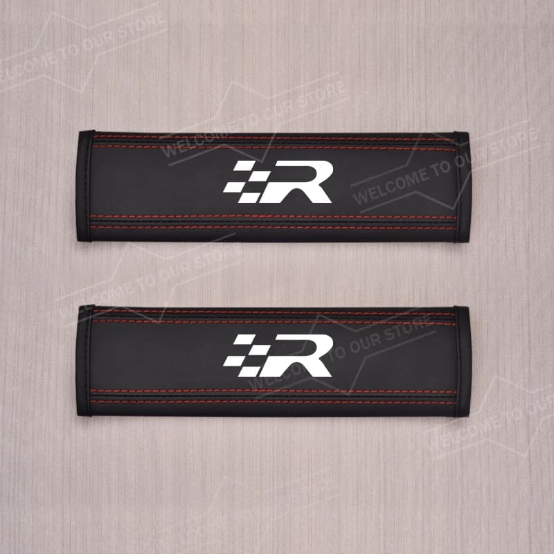 Coussin de ceinture de sécurité en cuir, 2 pièces, pour voiture Ateca Ibiza Leon, drapeau de course,
