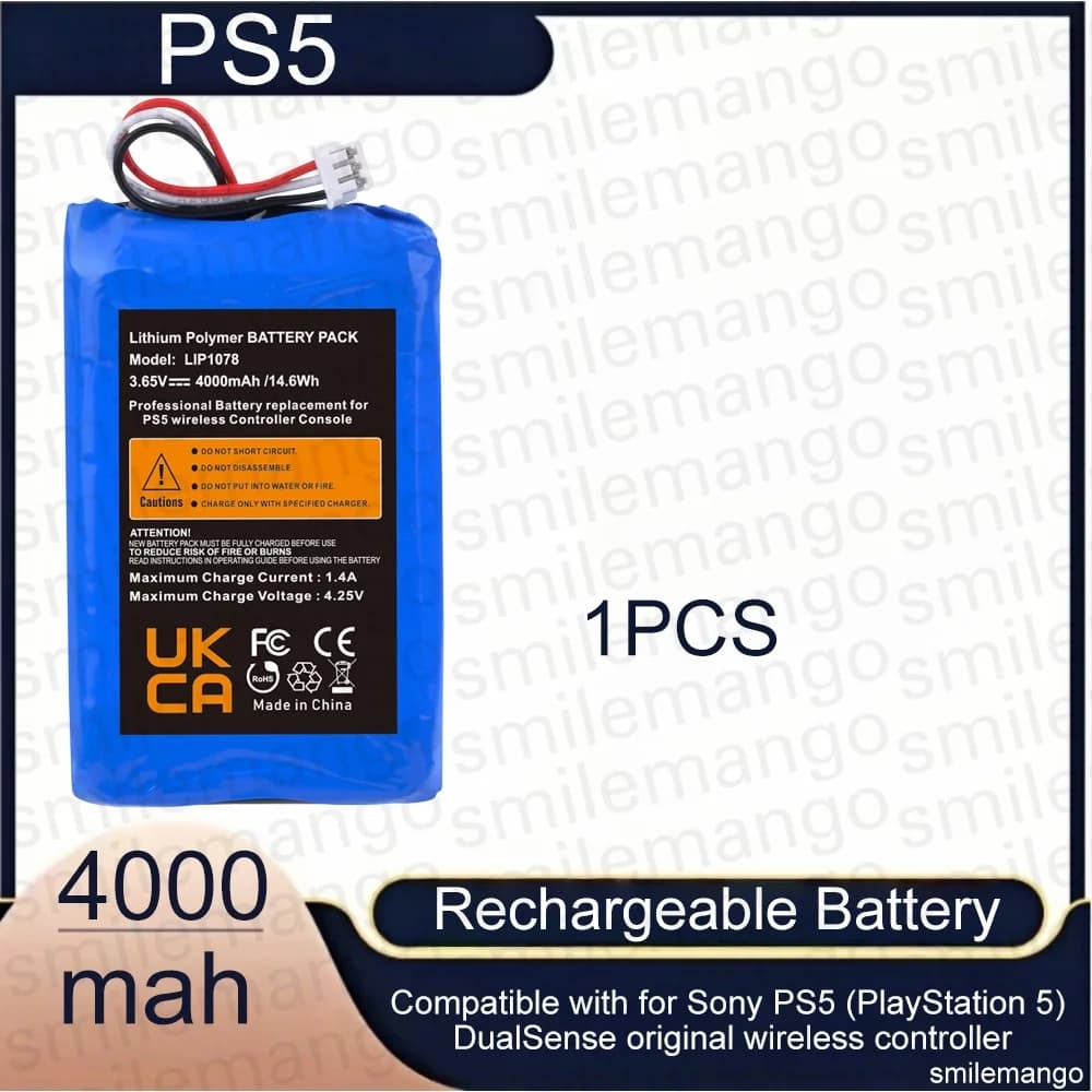 Batterie de manette PS5, batterie de remplacement LIP1078 4000mAh pour manette sans fil Sony PS5 Pla