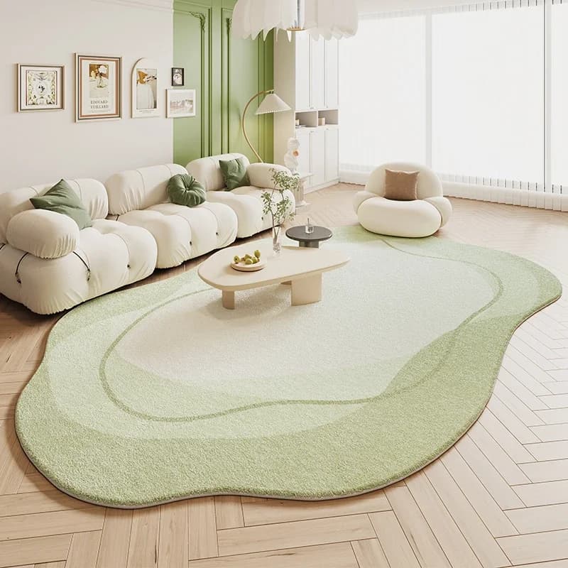 Tapis crème vert pour chambre à coucher, grande surface, décoration de salon, forme irrégulière, dou