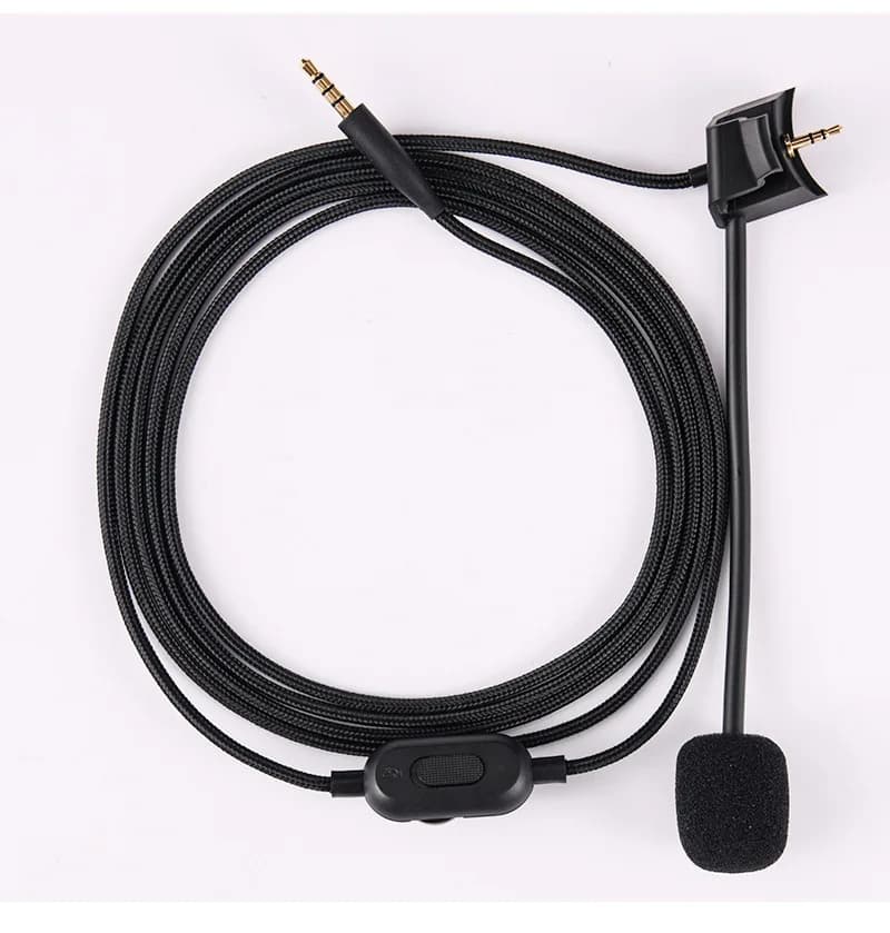 Câble d'écouteur de jeu de microphone de tressage de réduction de bruit avec volume, poignées amovib