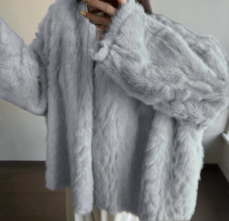 Manteau de Style châle à manches chauve-souris épais et chaud, manteau en fourrure lisse pour femmes