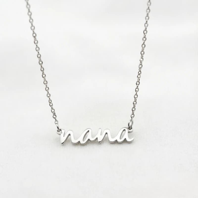 Collier Nana Minimaliste Tendance, Plaque Nom en Acier Inoxydable 316L, Pendentif Nana Délicat en Cu