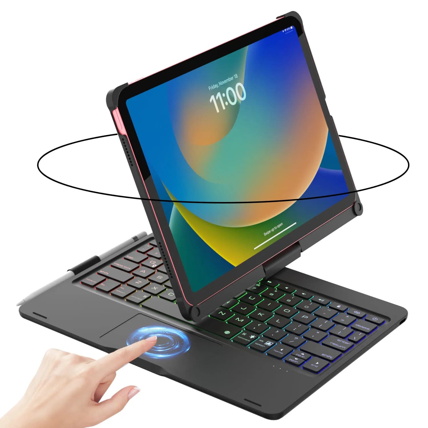Étui pour clavier rétroéclairé avec trackpad et 360 °   Giroir pour iPad 10e/11e génération (A16), i
