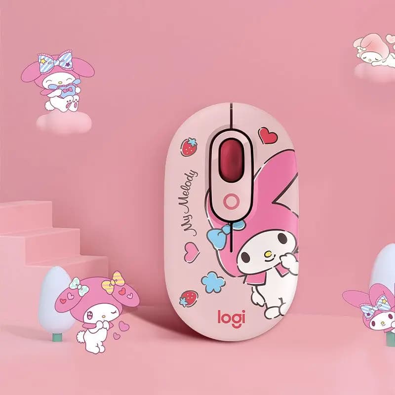Logitech-Ensemble clavier et souris sans fil, Sanurgente Cinnamoroll, Kuromi, Bluetooth, USB, jeu, m