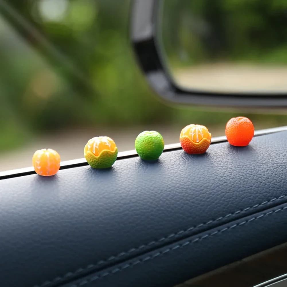 Décoration de voiture orange sucre mignon, console PmotCenter, rétroviseur, décoration intérieure, 5