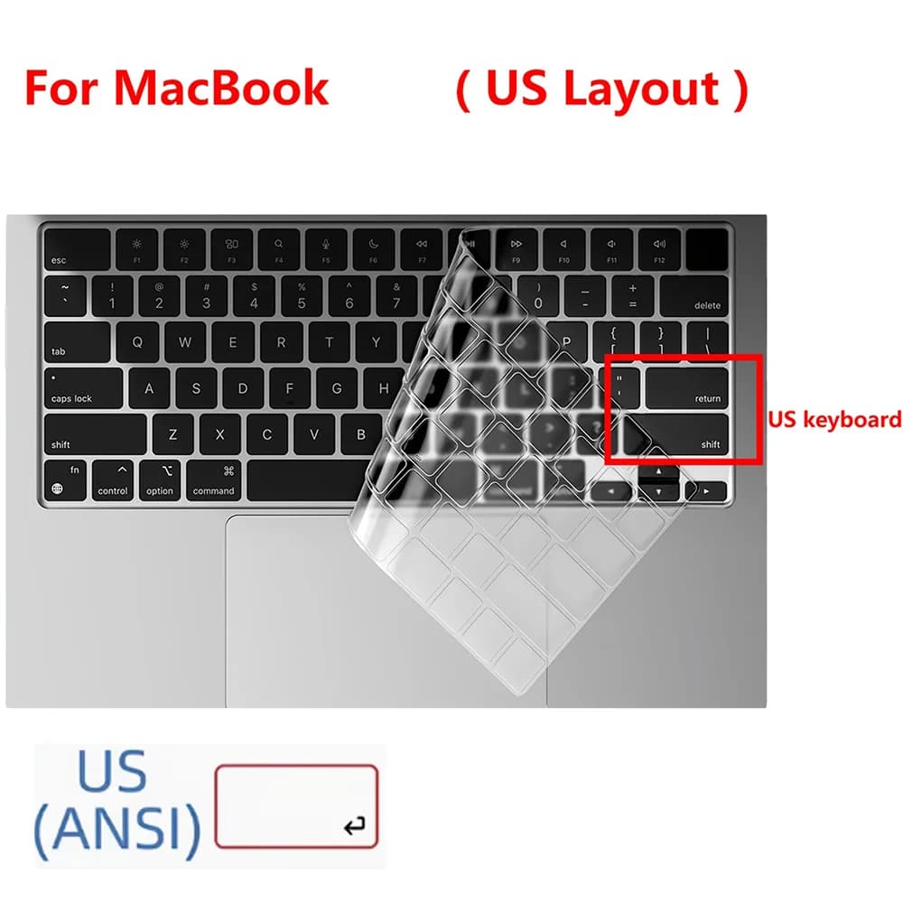 Couverture de clavier transparente pour MacBook Air 13.6 M5 M4 M3 A3449 A3240 A3113 A2681 15 A3448 A