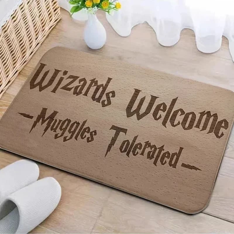 Welcome Muggles-Polymères d'entrée, Tapis de salon, Décoration de sol, Non-ald, Facile à nettoyer, Z