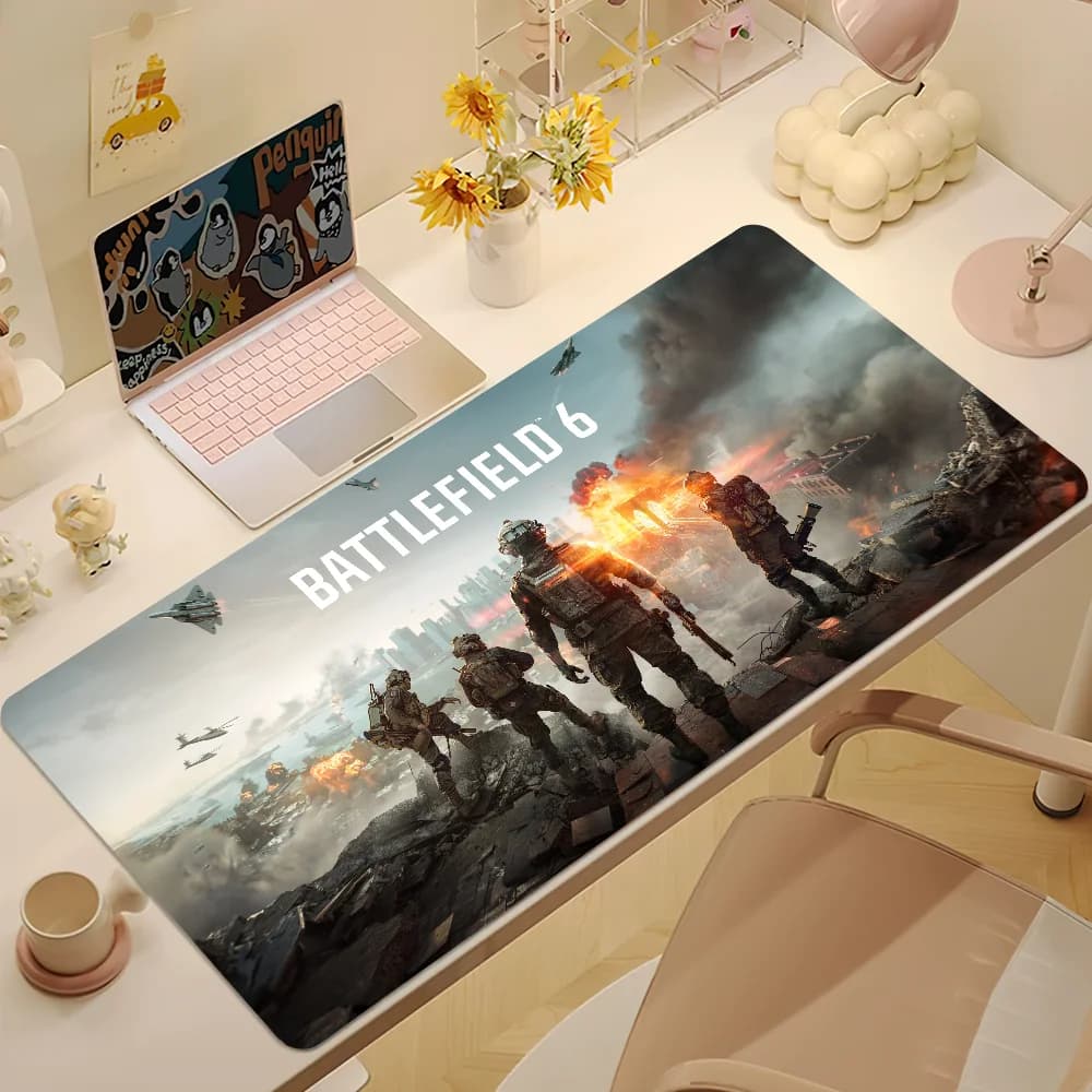 B-Battlefield 6 tapis de souris de jeu Cool tapis de bureau grand clavier antidérapant Anti-chute er