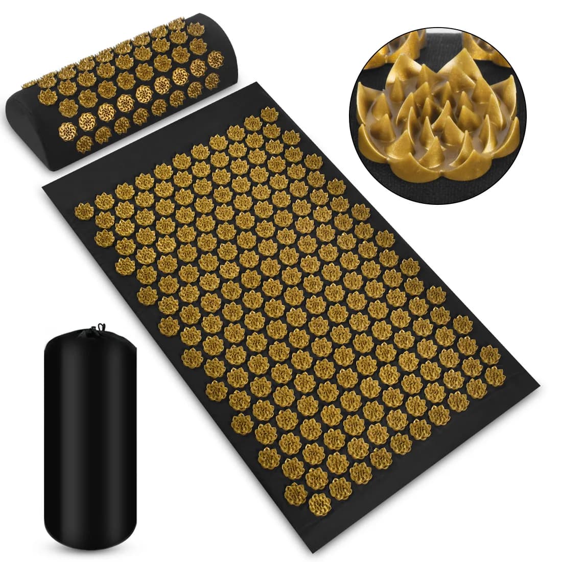 Tapis et coussin d'acupression 3 pièces pour soulager le stress et les douleurs dorsales, coussin à 