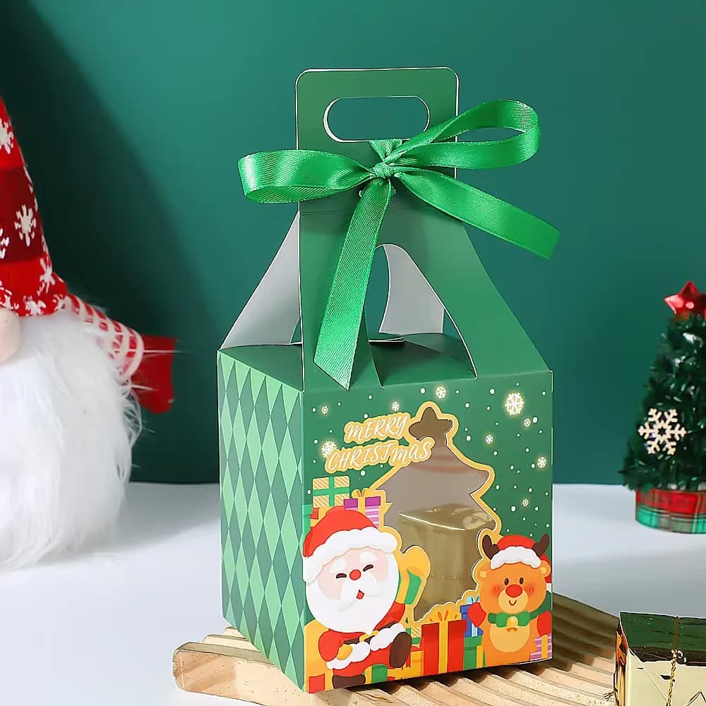 Boîte d'emballage cadeau de noël pour Apple, fenêtre creuse, boîte à bonbons transparente, petite bo