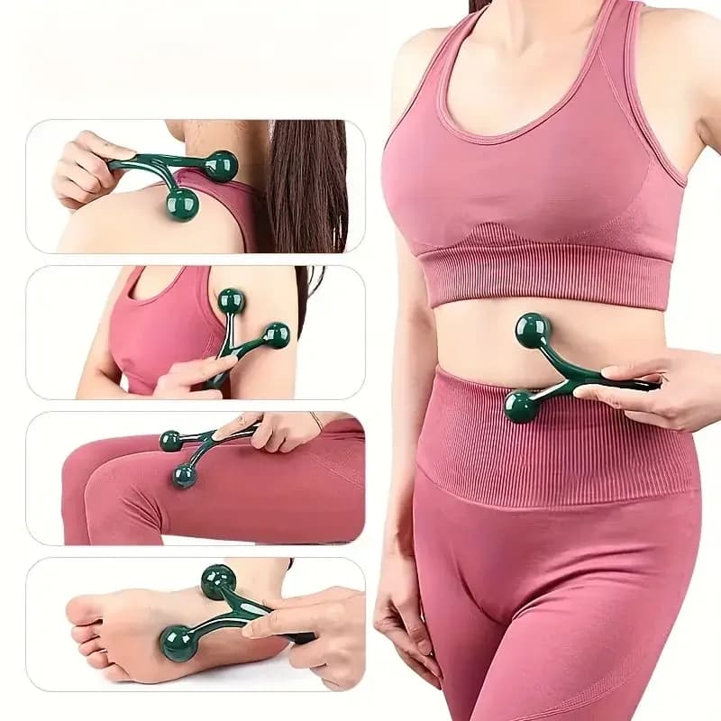 Masseur musculaire manuel à 3 têtes avec poignée ergonomique, outil de massage portable pour soulage