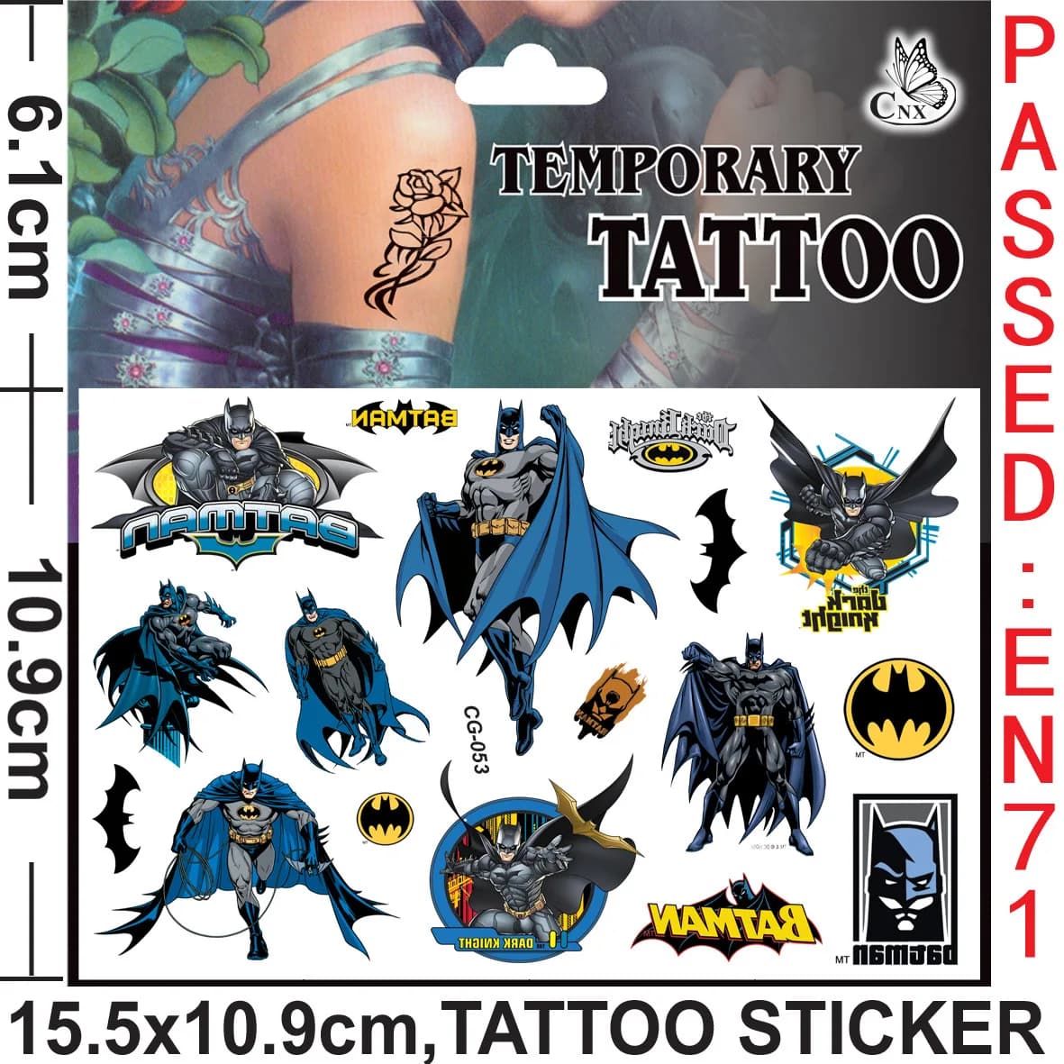 Batman tatouage autocollants imperméable mignon autocollant Anime fête d'anniversaire fournitures dé